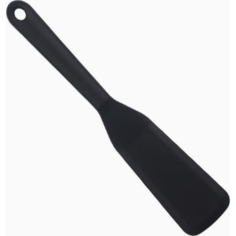 Lot de 2 spatules en silicone anti-adhésives résistantes à la chaleur pour la cuisson du poisson, des crêpes, des œufs, des pizzas, des steaks (Noir)