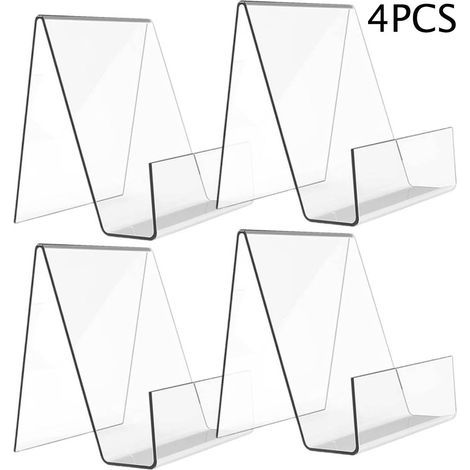 Organizzatore da scrivania, espositore trasparente, 4 pezzi, supporto per ornamenti, portafoto, supporto per tablet, porta biglietti da visita per cavalletto da tavolo (1/5)