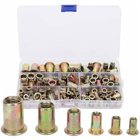 150pcs M3/4/5/6/8/10 Mixed Rivet Nuts Kit Zinc Plated Rivet Nuts