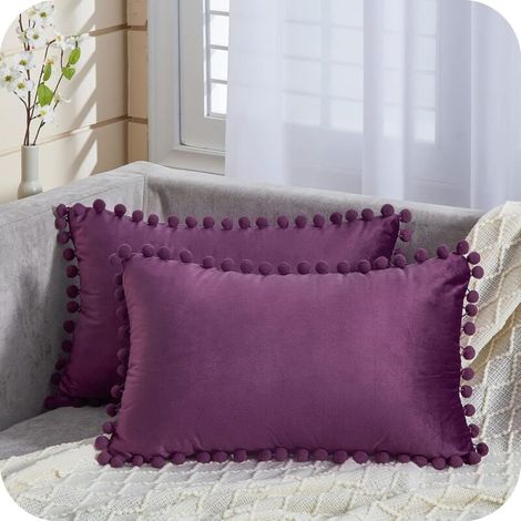 Housses De Coussin, Housses De Coussin Rectangulaires Bohèmes Violets 30,5 X 50,8 Cm, Housse De Coussin En Velours Doux 30 X 50 Cm Avec Fermeture Éclair Invisible Pour Canapé, Chaise, Salon, L