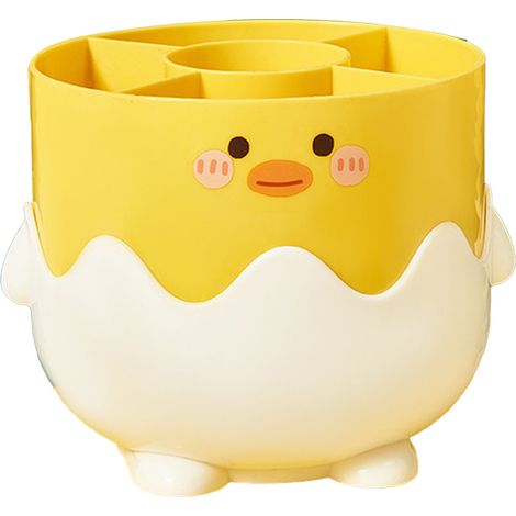 Petit pot de rangement pour pinceaux de maquillage Little Yellow Duck, en plastique compartimenté. (1/5)