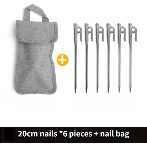 Piquets en acier inoxydable pour bâche de tente de camping en plein air, piquets coupe-vent fixes pour la plage et la neige, 6 piquets de 20 cm chacun. (1/5)