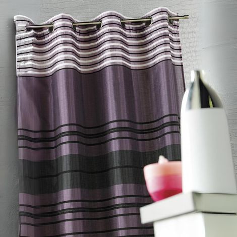 Rideau shantung rayure chenille Prune 140x260 cm