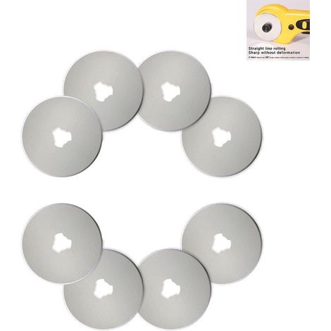 Lot de 8 lames rotatives pour ciseaux à tissu et à cuir (28 mm), idéales pour la découpe de textiles et de papier. Compatibles avec les marques Fiskars, Olfa et Truecut. (1/5)