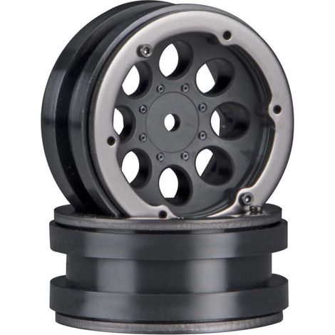 1-10 8-Hole 1.9 Beadlock Wheels 12mm Hex Black (2)