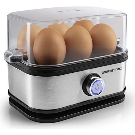 Cuiseur à œufs GOURMETmaxx pour 6 œufs Cuiseur à œufs avec perce-œufs intégré et verre doseur 3 niveaux de cuisson – Convient à tous les types d'œufs Cuiseur à œufs design en acier inoxydable, p (1/5)
