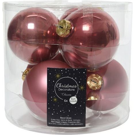 Palline in vetro da appendere Rosa Velvet dim 8 cm Box da 6