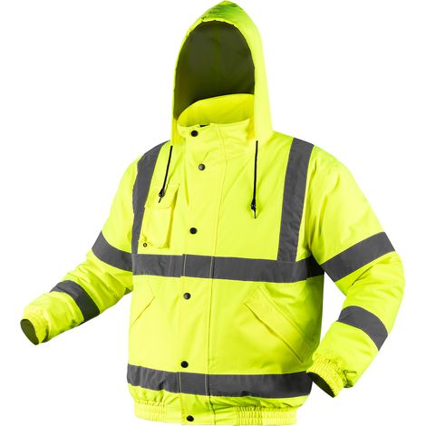 Veste de travail haute visibilité, légèrement rembourrée, blouson aviateur, jaune, taille M (1/5)