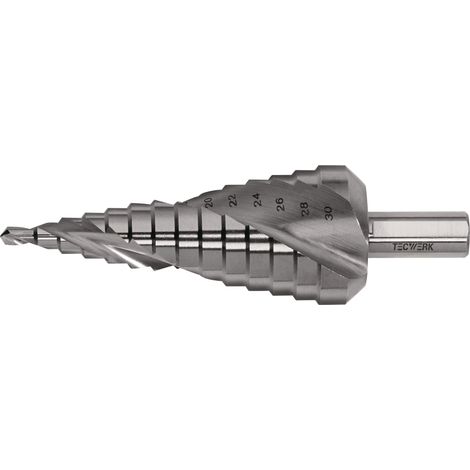 Broca escalonada Broca 4-30mm HSS ranura espiral Z.2 Escalones 14 TECWERK (1/3)