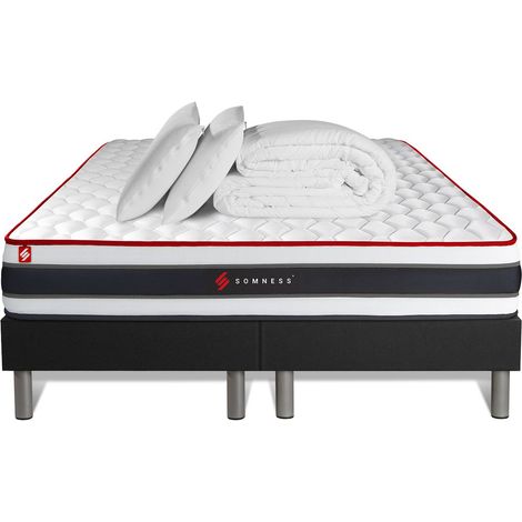 Komplettpaket Bett - Matratze 180x200 cm + 2 Boxspringbetten (Monoblock) + 2 Kopfkissen + Bettdecke - Energy (1/5)