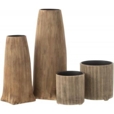 Cachepot rond en céramique marron 14.5x14.5x15.5 cm - - Percé - Sans réserve d'eau (1/3)