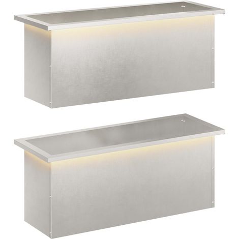 Garden Planter with LED 2 pcs Silver 30 x 80 x 30 cm vidaXL