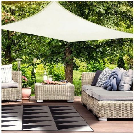 Voile d'ombrage rectangulaire imperméable 2x3 m, maille rectangulaire 3x2 m, pour terrasse et extérieur, couleur crème 2x3 m (1/3)