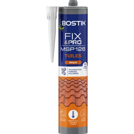 Bostik FIXPRO – Mastic Tuiles Rouge MSP 126 – Mastic Toitures pour Tuiles Canal et Tuiles Siliconées – Prise Rapide – Mastic Hybride Polymère – Couleur Brique – 1 Cartouche 290 ml (1/5)