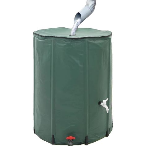 Réservoir de stockage d'eau de pluie, pliable, capacité de 250 litres, vert armée (1/2)