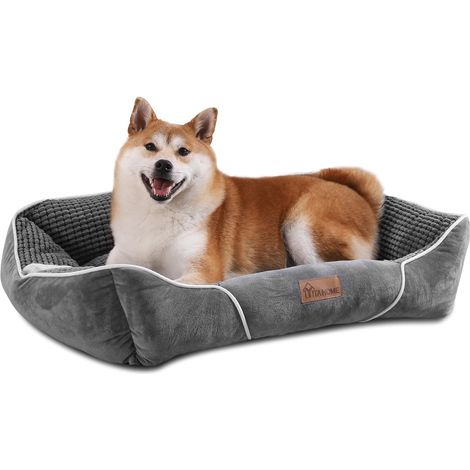 1 - Lit Pour Chien - Panier Orthopédique - Bords Surélevés Et Rembourrage Doux - Pour Animaux Moyens Jusqu&39à 12,5 Kg - Gris - 64x53cm (1/5)