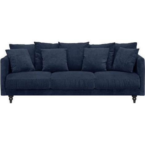 CONSTANCE Canape droit fixe 4 places - Tissu bleu - Classique - L 212 x P 93 cm (1/5)