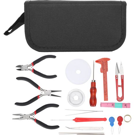22pcs Jewelry Making Tool Kit Jewelry Crafting Pliers/Scissor/Ruler/Needle/Wire Set (1/5)