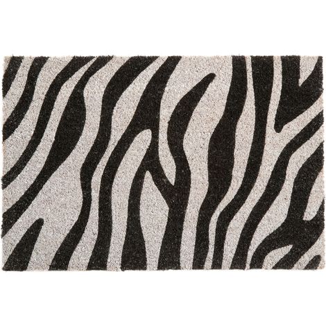 Premier Housewares Zebra Design Black And White Door Mat Non Slip Floor Mat Indoor And Outdoor Welcome Mat With Robust Coir For Door Entrances House Entryway Kitchen Outside Porch And More 40 x 2 x 60 (1/3)