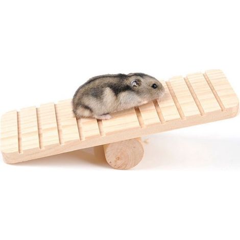 Altalena in legno naturale per piccoli animali. Divertente giocattolo per criceti, topi e gerbilli. Esercizio e divertimento assicurati. Adatta anche a cincillà e ratti. (1/5)