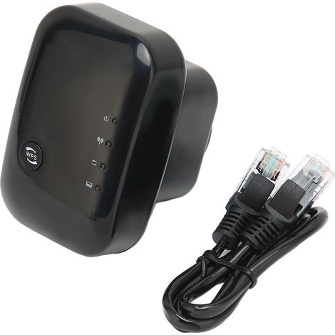 Répéteur Wi-Fi à 360° avec couverture sans fil, 300 Mbit/s, port LAN 2,4 GHz, 2 modes de connexion, format compact, compatible avec les ordinateurs portables (prise 100-240 V). (1/5)