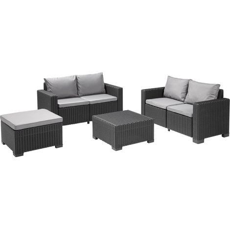 Keter California Double 2 Seat Sofa Set And Table Graphite (1/5)