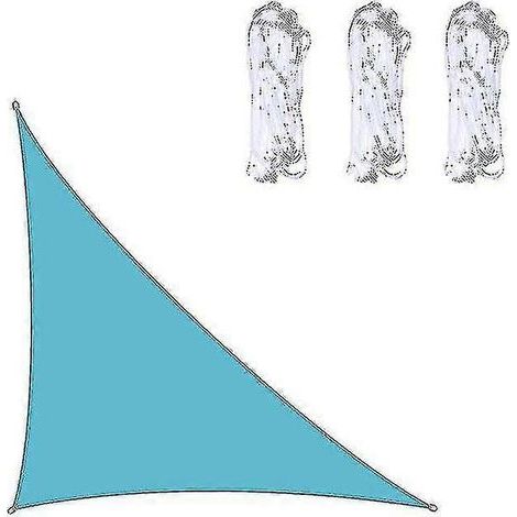 Voile d'ombrage triangulaire imperméable 3x3x4.3 m / 4x4x5.7 m / 5x5x7.1 m pour jardin. terrasse. auvent extérieur. toit. bleu lac 3x3x4.3 m (1/2)