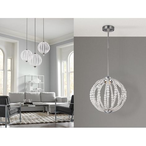 LED Designer Pendelleuchte OBERLIN Kugel mit Perlen aus Kristallglas, Ø 35cm (1/5)