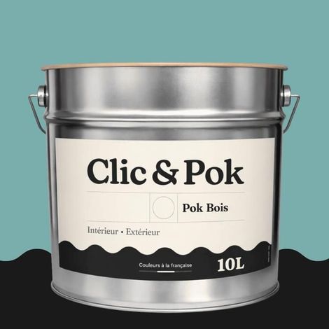 Peinture Bois Extérieur – POK BOIS - 10L - RAL 6034 - Turquoise pastel- Résistante aux intempéries - Ne s'écaille pas