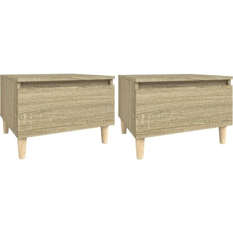 Lot de 2 tables d'appoint chevet avec tiroir 50 x 46 x 35 cm bois ingénierie couleur chêne DEC032630