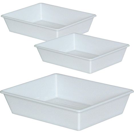 BRB Lot de 3 bacs en plastique de 12,4 l - 625 x 525 x 140 mm - Qualité alimentaire - Blancs