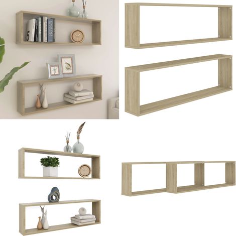 Étagères cube murales 2 pcs chêne sonoma bois d'ingénierie - Etagere Murale - Etageres Murales - Étagère Cube - Étagères Cubes - Décoration Murale - Home & Living (1/5)