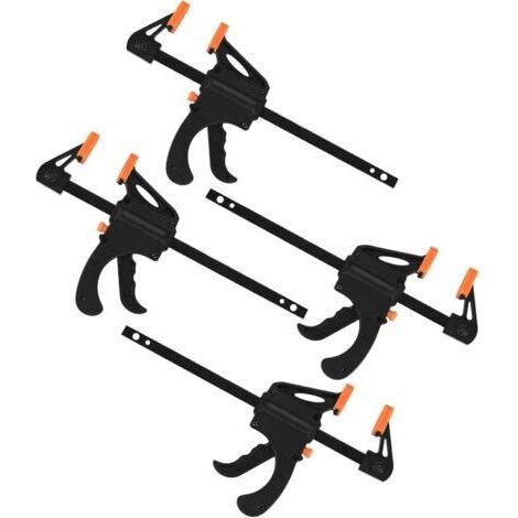 BUNTHAUS 4 Pièces Serres-joints à Une Main, Pince à Barre à Cliquet, Rapide à Cliquet à Libération, Clamp Barre de Fixation pour Bois, Collier Serrage Plastique - 4 Pouces