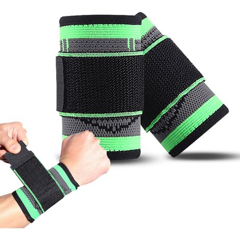 Lot de 2 attelles de poignet, bandes de compression, soutien du poignet pour le travail et le fitness (vert) (1/5)