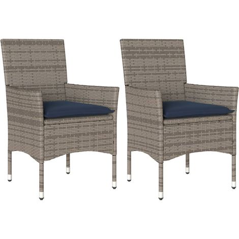 Maison Exclusive - Sedie da Giardino con Cuscini 2 pz Grigie in Polyrattan (1/5)