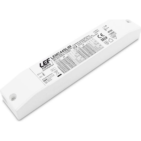 Alimentatore led multicorrente costante  slim 300÷1050ma 14,7÷44w ip20 on-off  lef - lemc44slim