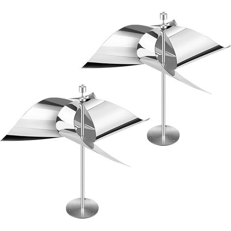 Lot de 2 répulsifs anti-oiseaux réfléchissants à énergie éolienne, en acier inoxydable, multifonctionnels et rotatifs, pour l'extérieur. (1/5)