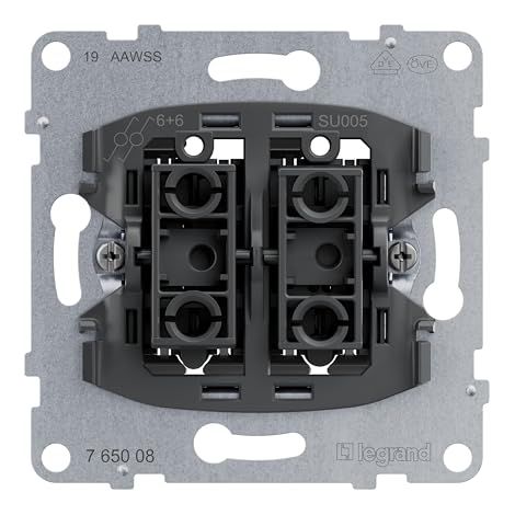 LEGRAND, SEANO INSERT DOUBLE INTERRUPTEUR VA-ET-VIENT, BORNES ENFICHABLES, 2 FONCTIONS D'ÉCLAIRAGE LED POUVANT ÊTRE MODERNISÉES