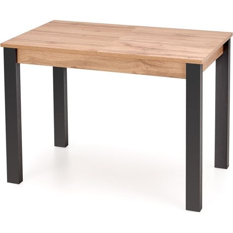 Mesa Houston 1208, Roble wotan + Negro, 75x60x100cm, Alargamiento, Aglomerado laminado