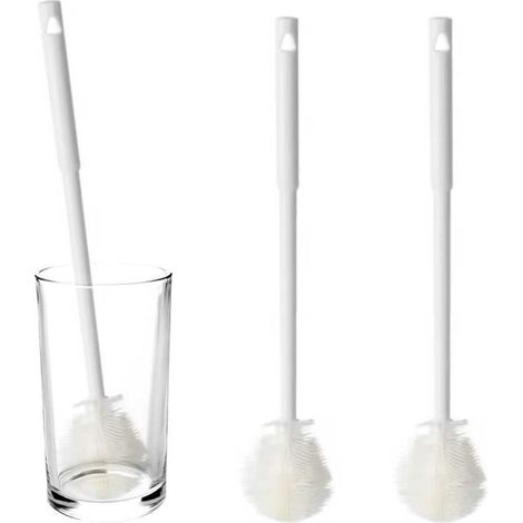 2-teiliges weißes Flaschenbürsten-Set, Flaschenreinigungsbürste mit langem Griff, klappbarem Bürstenkopf und Aufhängeöse für Tassen (1/3)