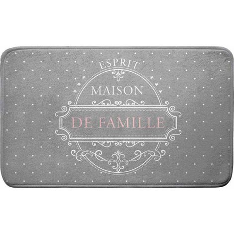 Tapis de Bain "Maison de Famille" 45x75cm Gris (1/3)
