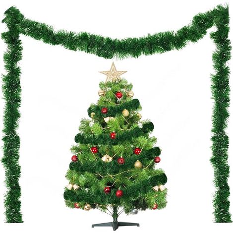 Ghirlanda natalizia a catena, 12 m, abete artificiale verde, 4 pezzi, decorazione (1/3)