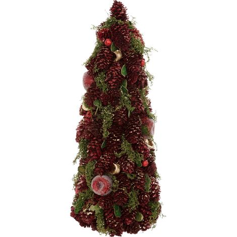 Déco de Noël Cône Pommes de pin avec déco rouge et vert H 40 cm - Feeric Christmas (1/2)