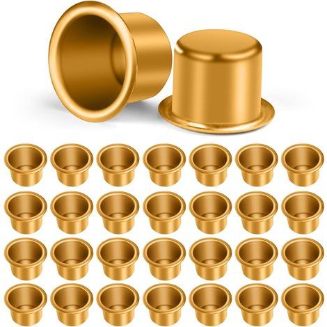 Weihnachtskerzenhalter-Einsatz aus Aluminium, 30 Stück Metall-Kerzendüsen, Metall-Kerzenhalter für Teelichter, Weihnachtsdekoration für ein Abendessen bei Kerzenschein (Gold) (1/5)