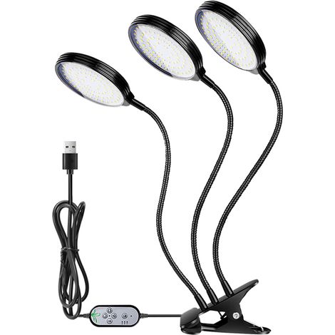 USB-Pflanzenlampe mit 234 LEDs, Vollspektrum-Sonnenlicht, verstellbarer Tischklemme für Zimmerpflanzen, 5 Dimmstufen, 4/8/12-Stunden-Timer (1/5)