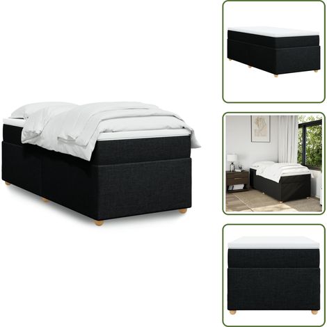 Letto con doghe - vidaXL Giroletto a Molle con Materasso Nero 100x200 cm in Tessuto - Materasso morbido