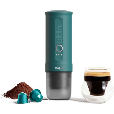 OutIn Nano cafetera espresso eléctrica portátil USB-C – Verde Turquesa