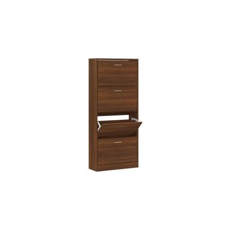 Armoire à chaussures en bois Puerto L63xH147xP24 – 4 portes rabattables-Noyer (1/5)