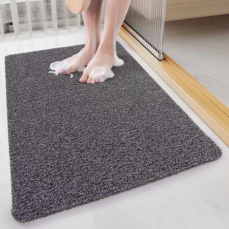 Tapis de salle de bain ajouré à bouclettes — Tapis de douche antidérapant — Tapis de sol pour sanitaires lavable et drainant (40 x 60 cm) — Noir (1/4)