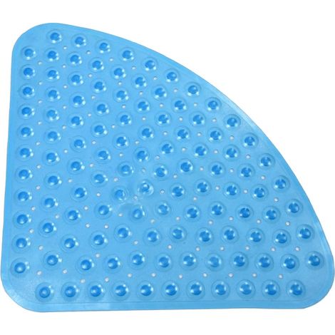 Tapis de douche antidérapant coin en caoutchouc anti - moisissure tapis de sécurité avec trou de drainage tapis de bain (bleu transparent) (1/5)